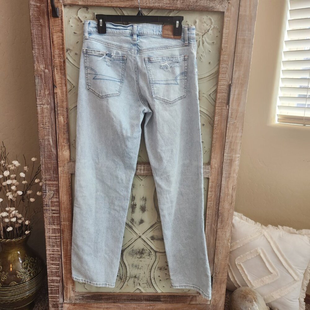 American Eagle Strigid Distressed Wide Leg Jeans | 2 Long - Picture 4 of 9